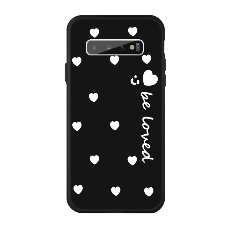 For Galaxy S10+ Smiling Love Heart Pattern Frosted TPU Protective Case