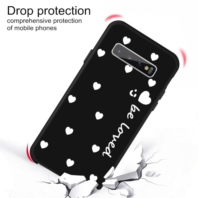 For Galaxy S10+ Smiling Love Heart Pattern Frosted TPU Protective Case