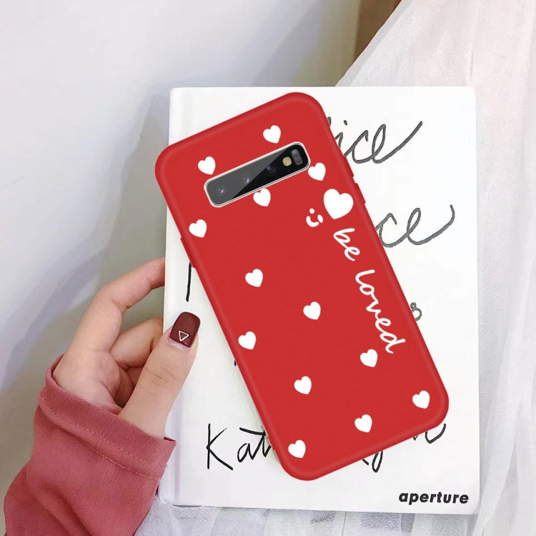 For Galaxy S10+ Smiling Love Heart Pattern Frosted TPU Protective Case