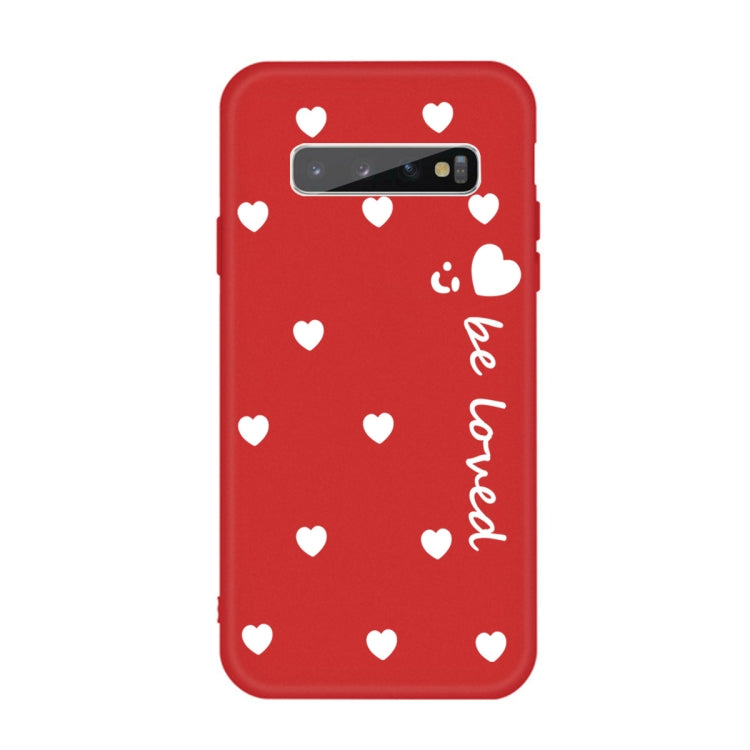 For Galaxy S10+ Smiling Love Heart Pattern Frosted TPU Protective Case