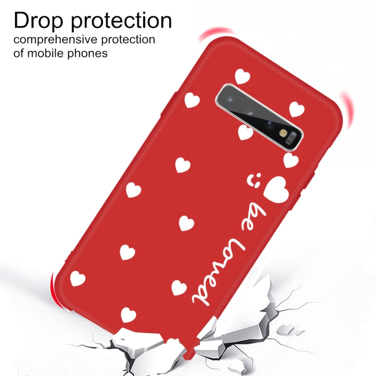 For Galaxy S10+ Smiling Love Heart Pattern Frosted TPU Protective Case