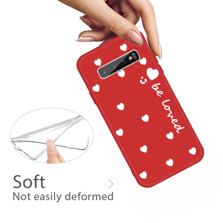For Galaxy S10+ Smiling Love Heart Pattern Frosted TPU Protective Case