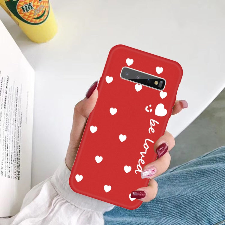 For Galaxy S10+ Smiling Love Heart Pattern Frosted TPU Protective Case