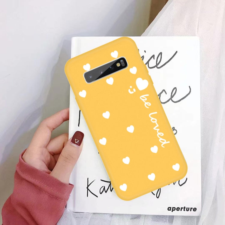 For Galaxy S10+ Smiling Love Heart Pattern Frosted TPU Protective Case