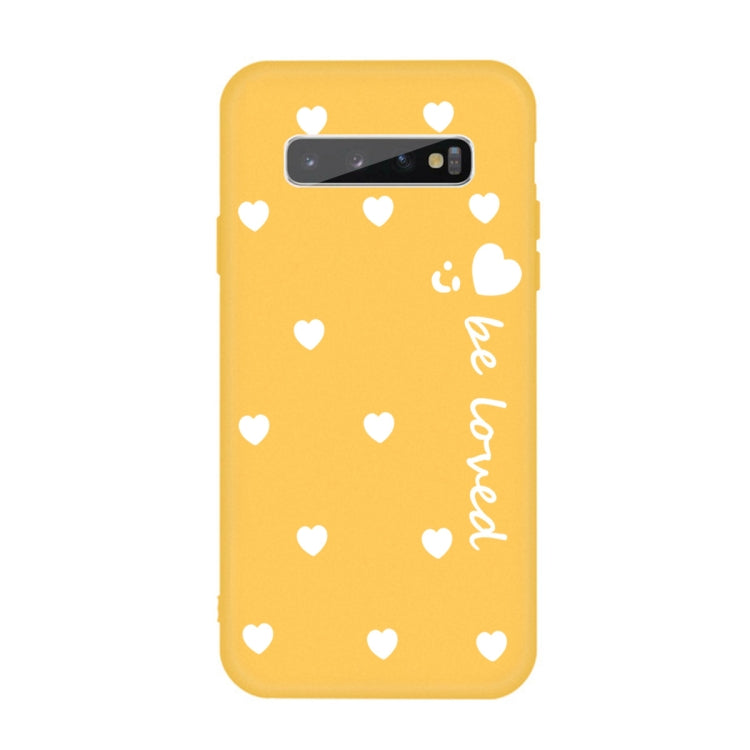 For Galaxy S10+ Smiling Love Heart Pattern Frosted TPU Protective Case