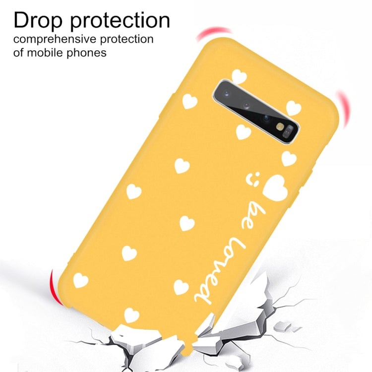 For Galaxy S10+ Smiling Love Heart Pattern Frosted TPU Protective Case