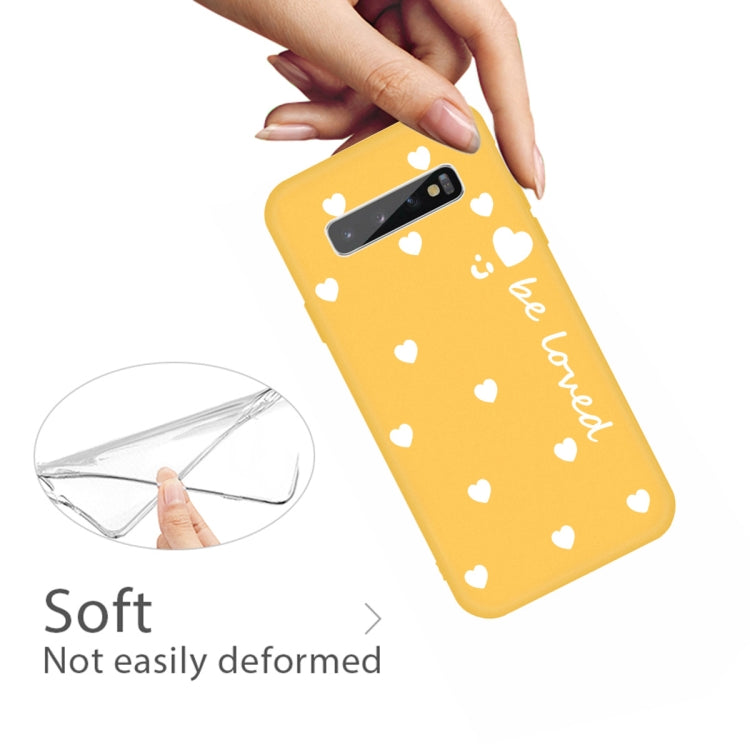 For Galaxy S10+ Smiling Love Heart Pattern Frosted TPU Protective Case