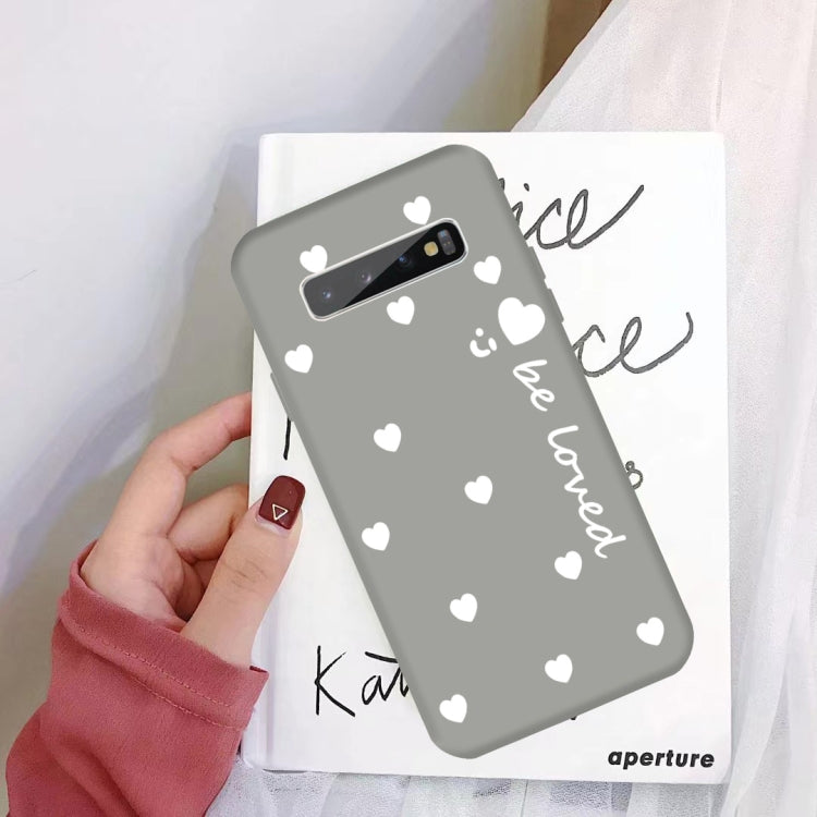 For Galaxy S10+ Smiling Love Heart Pattern Frosted TPU Protective Case