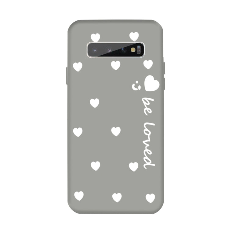 For Galaxy S10+ Smiling Love Heart Pattern Frosted TPU Protective Case