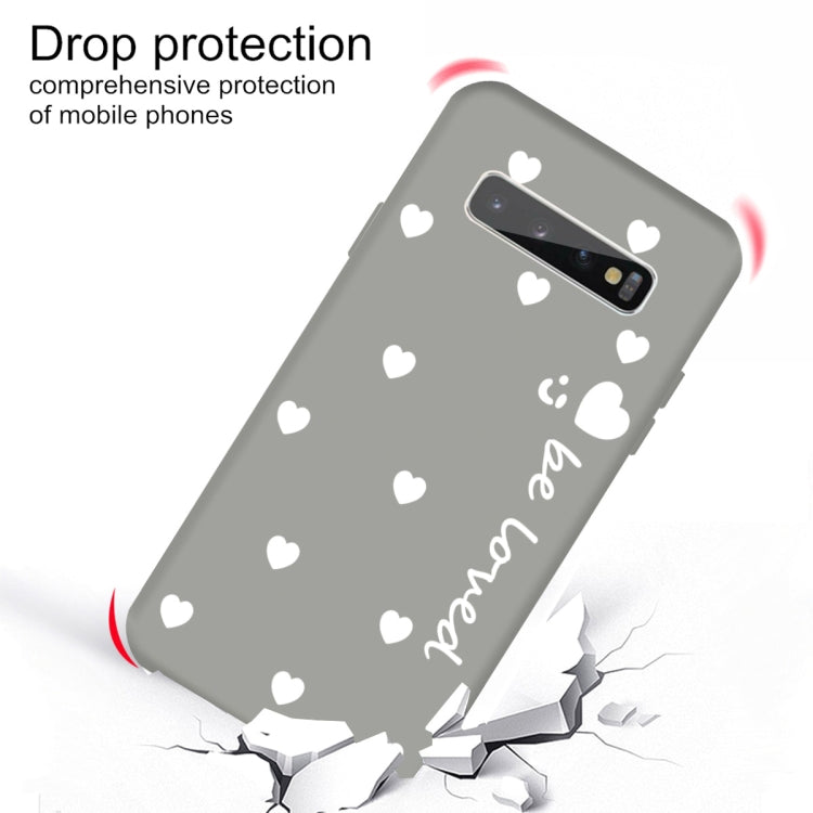 For Galaxy S10+ Smiling Love Heart Pattern Frosted TPU Protective Case