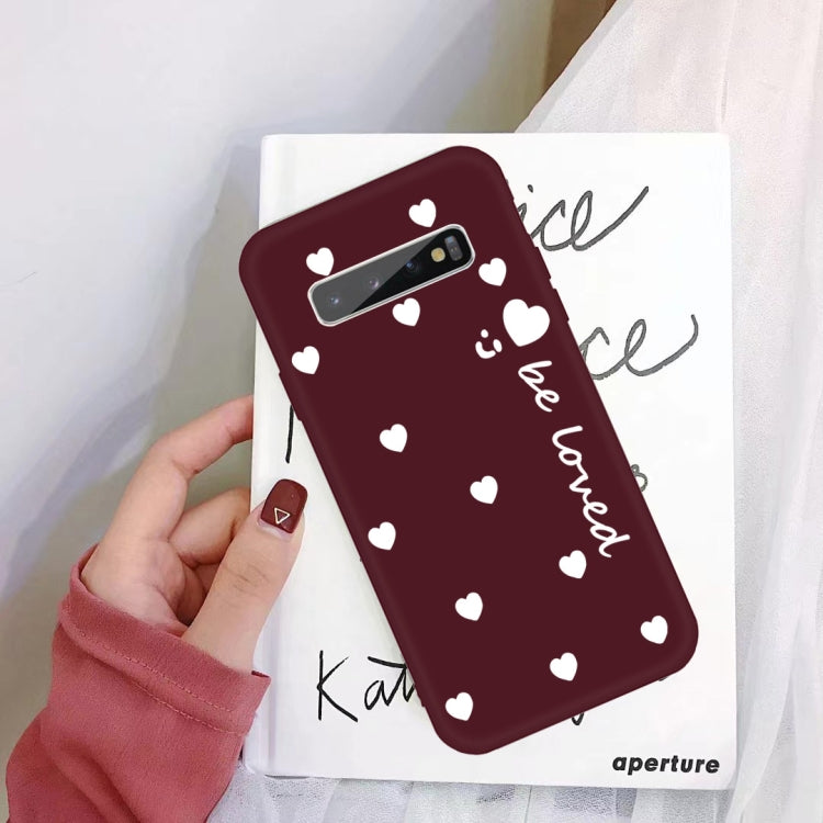 For Galaxy S10+ Smiling Love Heart Pattern Frosted TPU Protective Case