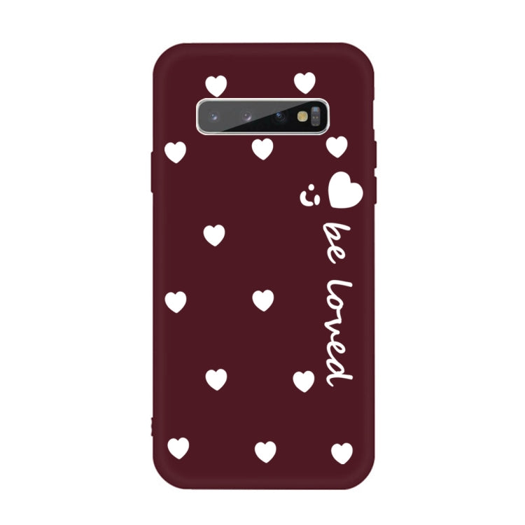 For Galaxy S10+ Smiling Love Heart Pattern Frosted TPU Protective Case