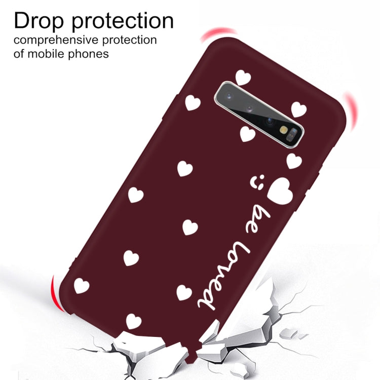For Galaxy S10+ Smiling Love Heart Pattern Frosted TPU Protective Case