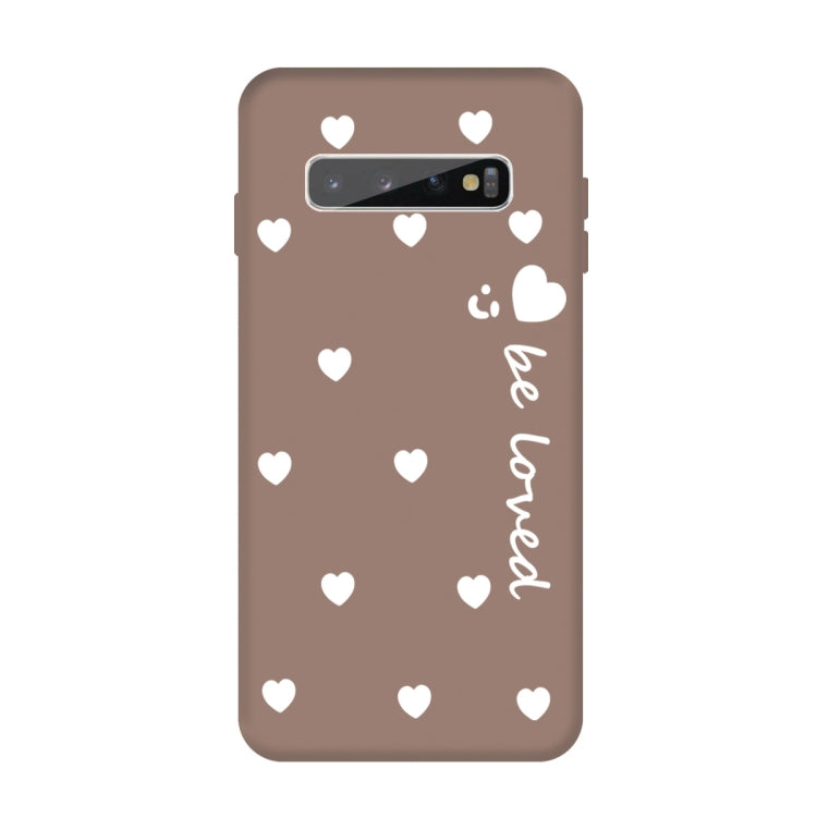 For Galaxy S10+ Smiling Love Heart Pattern Frosted TPU Protective Case