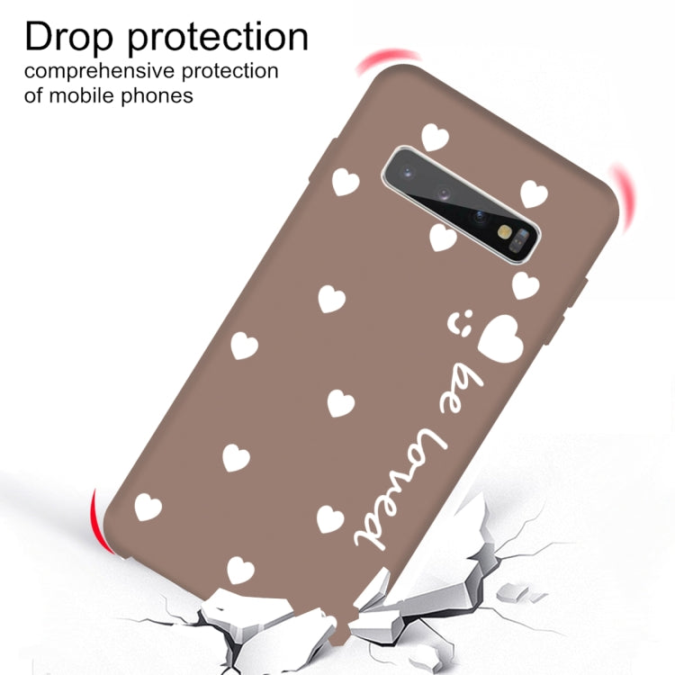 For Galaxy S10+ Smiling Love Heart Pattern Frosted TPU Protective Case