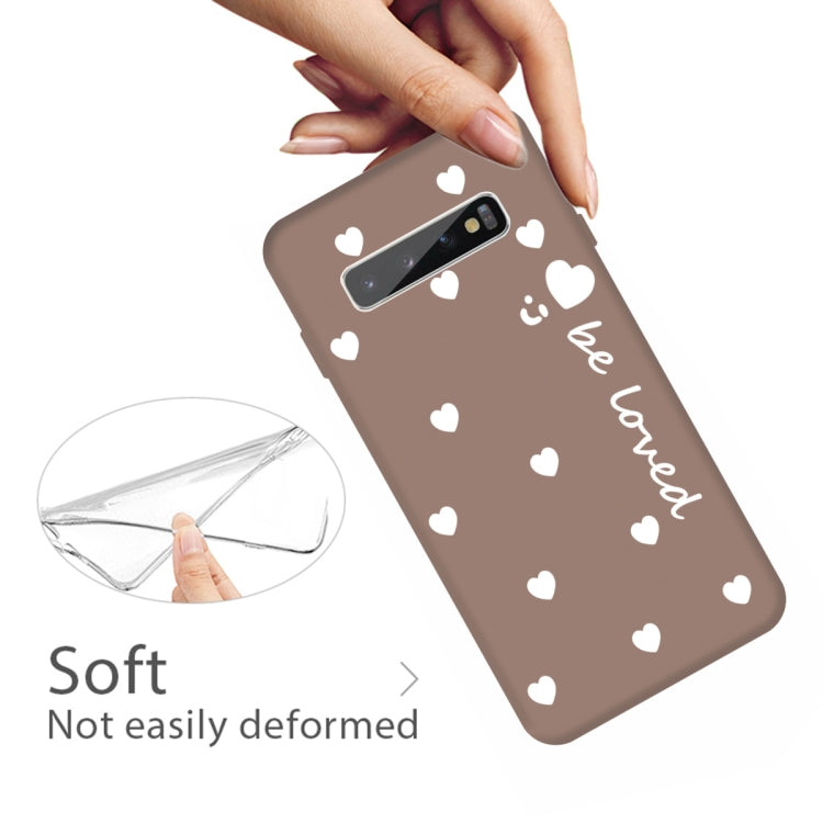 For Galaxy S10+ Smiling Love Heart Pattern Frosted TPU Protective Case