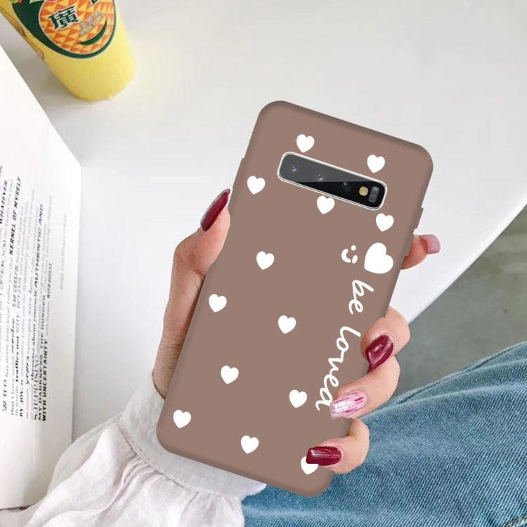 For Galaxy S10+ Smiling Love Heart Pattern Frosted TPU Protective Case
