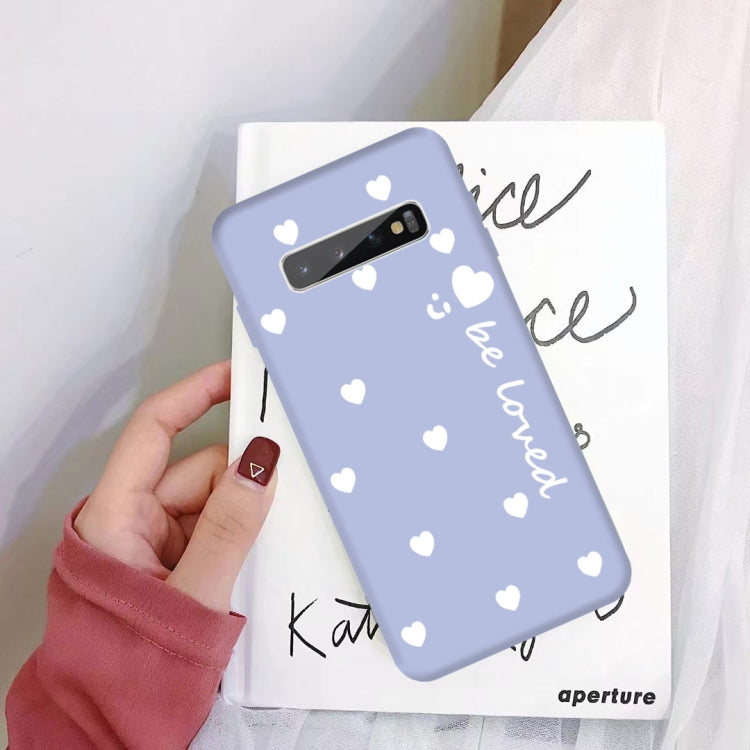 For Galaxy S10+ Smiling Love Heart Pattern Frosted TPU Protective Case