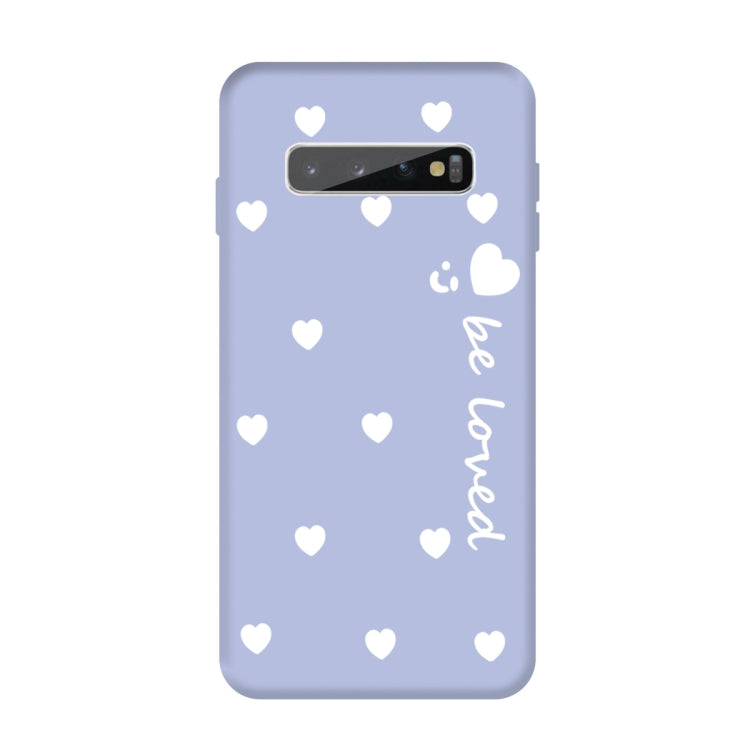 For Galaxy S10+ Smiling Love Heart Pattern Frosted TPU Protective Case