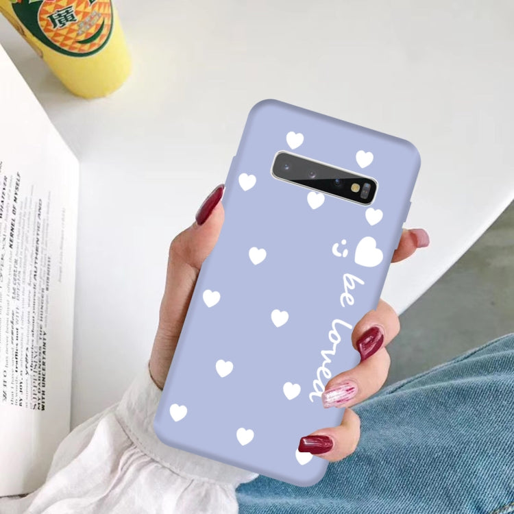 For Galaxy S10+ Smiling Love Heart Pattern Frosted TPU Protective Case