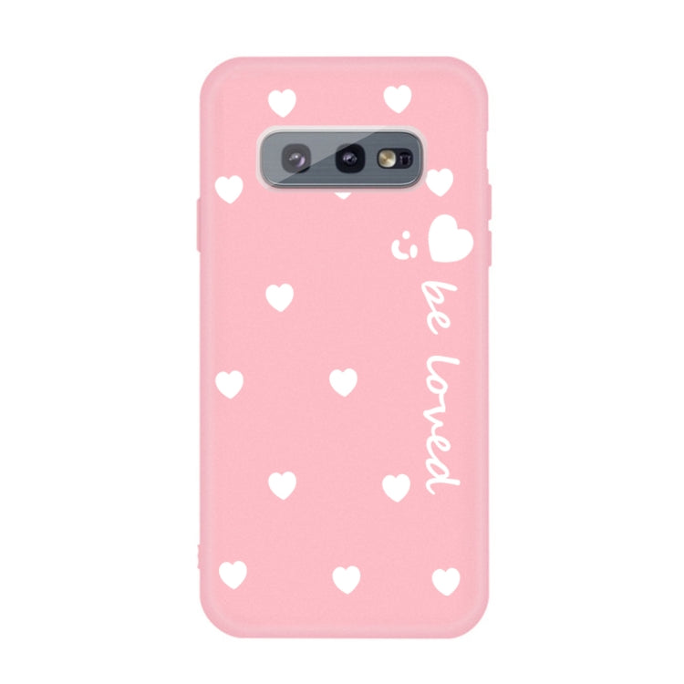 For Galaxy S10e Smiling Love Heart Pattern Frosted TPU Protective Case