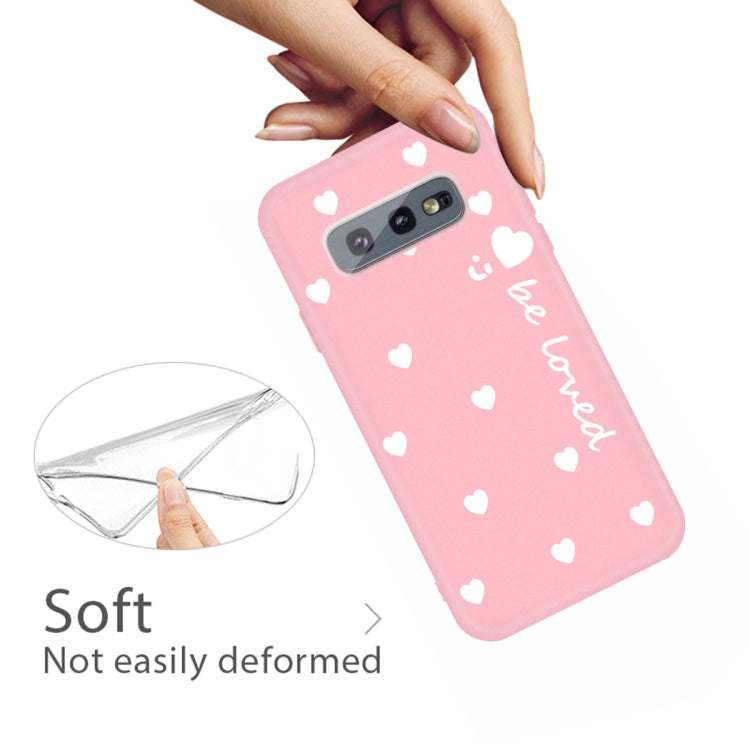 For Galaxy S10e Smiling Love Heart Pattern Frosted TPU Protective Case