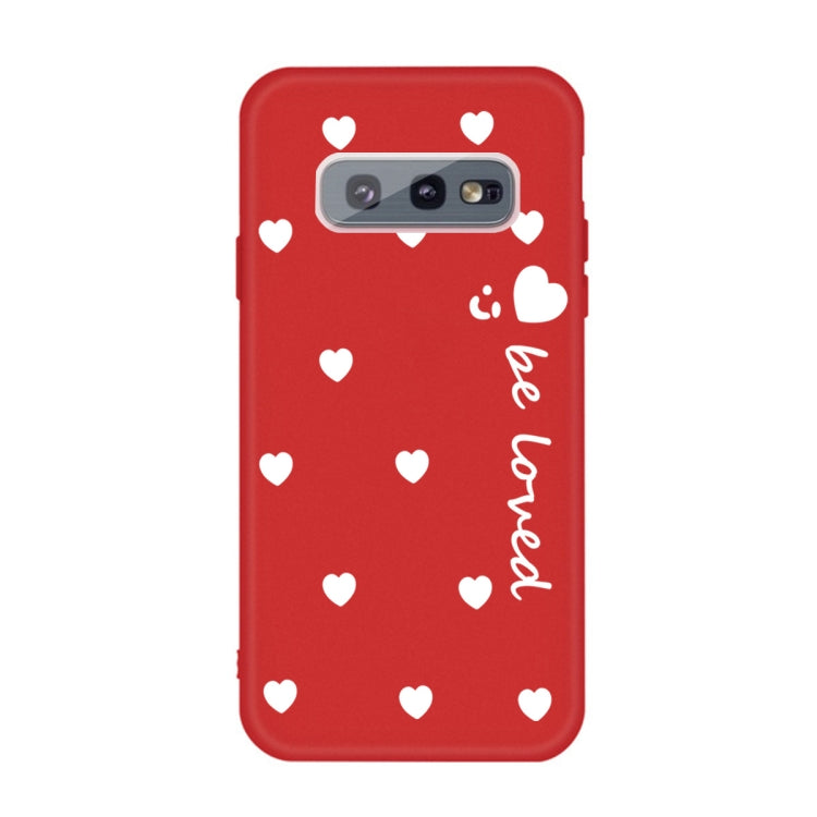 For Galaxy S10e Smiling Love Heart Pattern Frosted TPU Protective Case