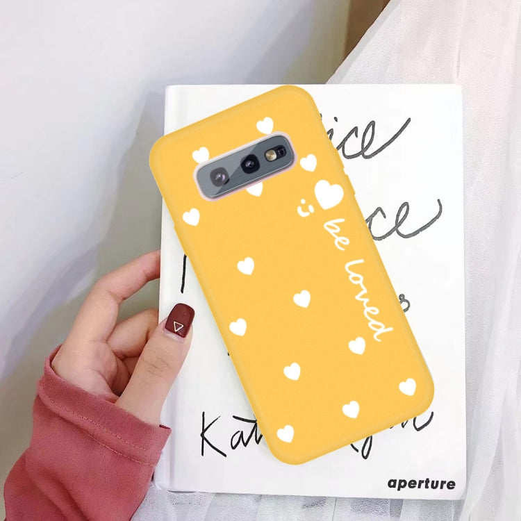 For Galaxy S10e Smiling Love Heart Pattern Frosted TPU Protective Case