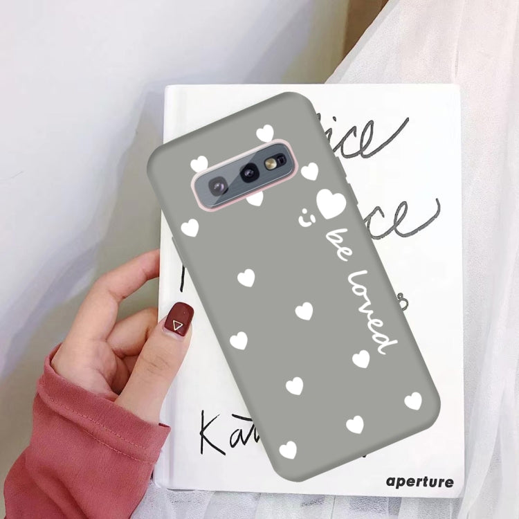 For Galaxy S10e Smiling Love Heart Pattern Frosted TPU Protective Case