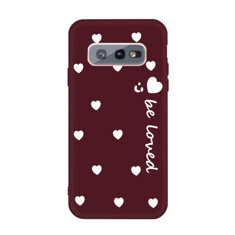 For Galaxy S10e Smiling Love Heart Pattern Frosted TPU Protective Case