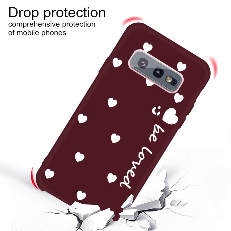 For Galaxy S10e Smiling Love Heart Pattern Frosted TPU Protective Case