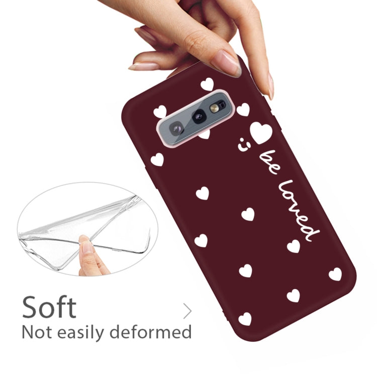 For Galaxy S10e Smiling Love Heart Pattern Frosted TPU Protective Case