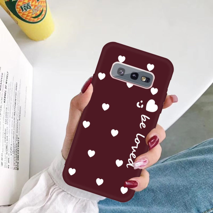 For Galaxy S10e Smiling Love Heart Pattern Frosted TPU Protective Case