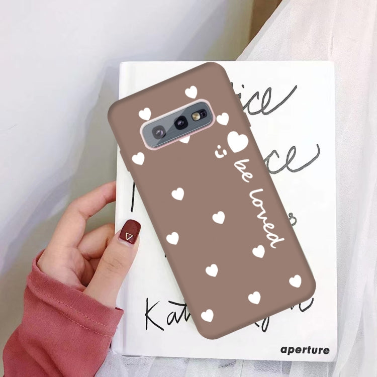 For Galaxy S10e Smiling Love Heart Pattern Frosted TPU Protective Case