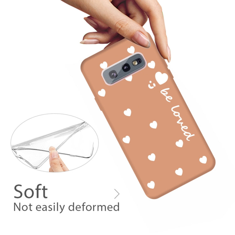 For Galaxy S10e Smiling Love Heart Pattern Frosted TPU Protective Case