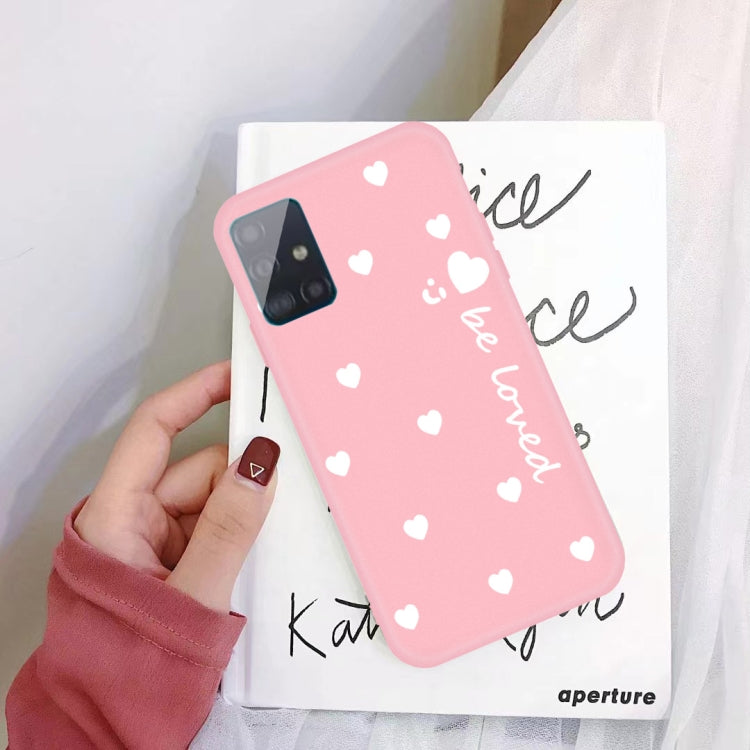 For Galaxy A71 Smiling Love Heart Pattern Frosted TPU Protective Case
