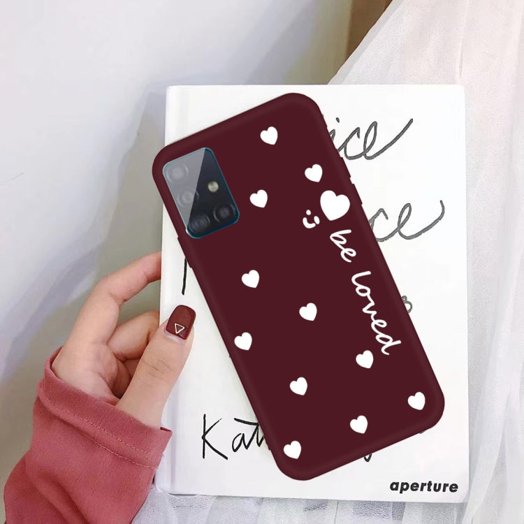For Galaxy A71 Smiling Love Heart Pattern Frosted TPU Protective Case