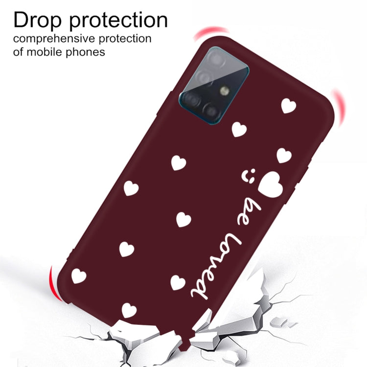 For Galaxy A71 Smiling Love Heart Pattern Frosted TPU Protective Case