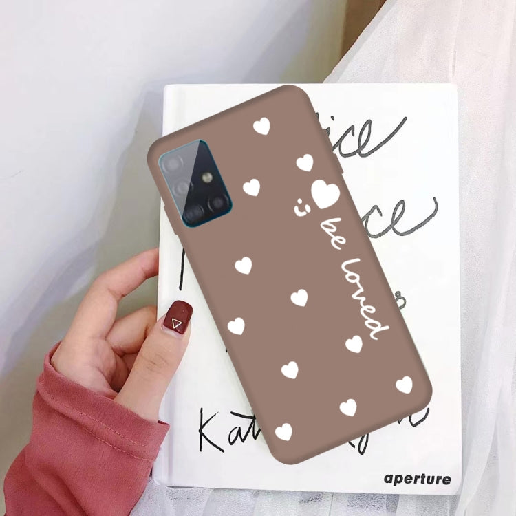 For Galaxy A71 Smiling Love Heart Pattern Frosted TPU Protective Case