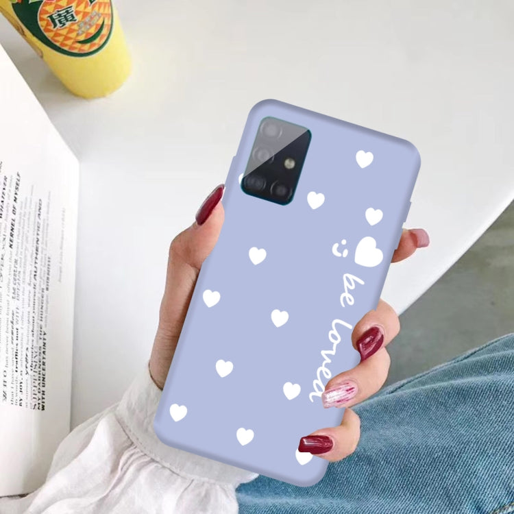 For Galaxy A71 Smiling Love Heart Pattern Frosted TPU Protective Case