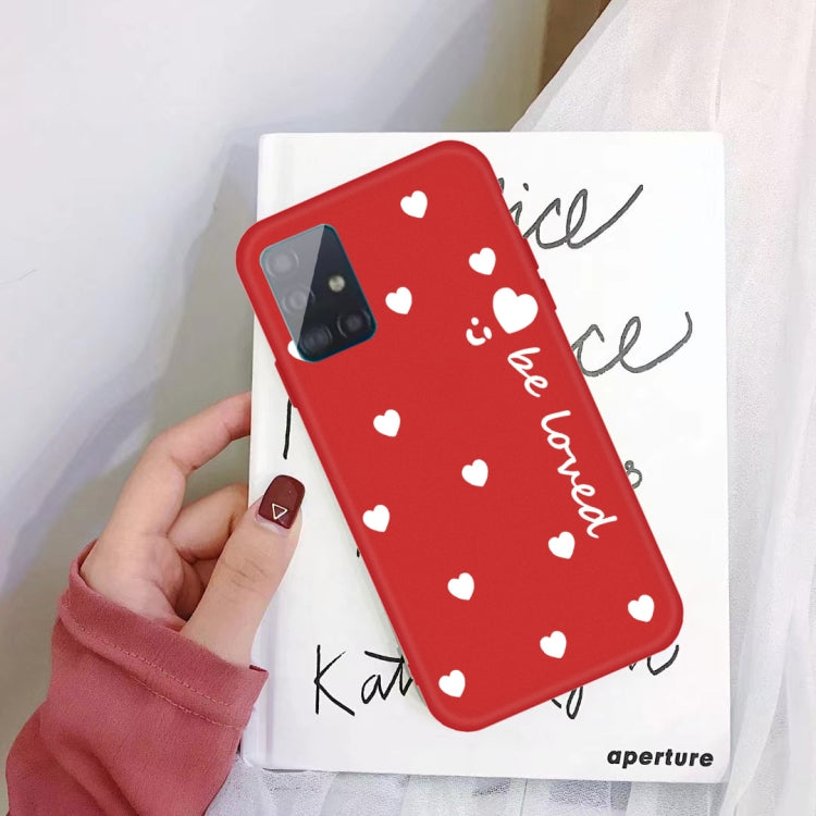 For Galaxy A51 Smiling Love Heart Pattern Frosted TPU Protective Case