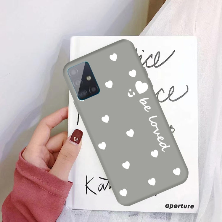 For Galaxy A51 Smiling Love Heart Pattern Frosted TPU Protective Case