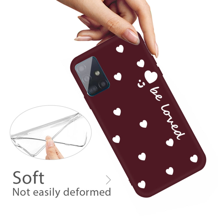 For Galaxy A51 Smiling Love Heart Pattern Frosted TPU Protective Case