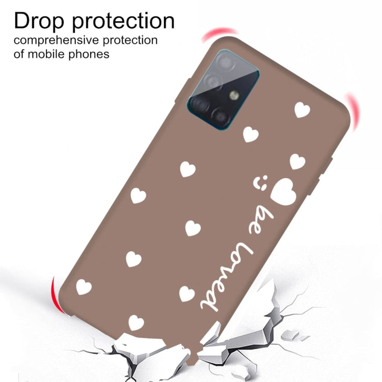 For Galaxy A51 Smiling Love Heart Pattern Frosted TPU Protective Case