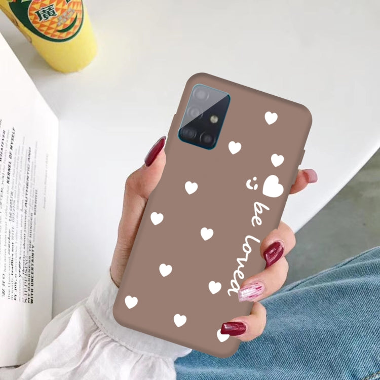 For Galaxy A51 Smiling Love Heart Pattern Frosted TPU Protective Case