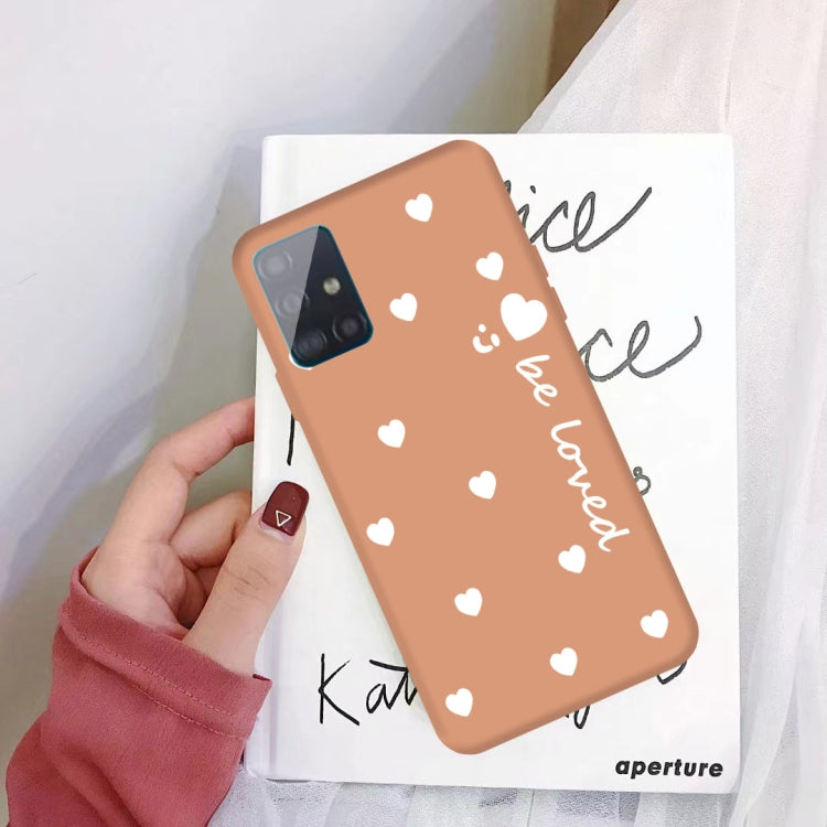 For Galaxy A51 Smiling Love Heart Pattern Frosted TPU Protective Case