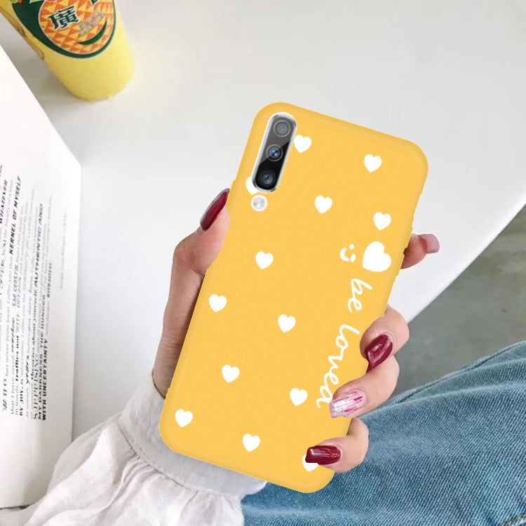 For Galaxy A70 Smiling Love Heart Pattern Frosted TPU Protective Case