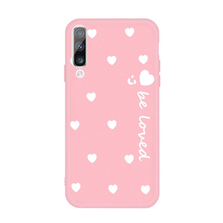 For Galaxy A50 Smiling Love Heart Pattern Frosted TPU Protective Case