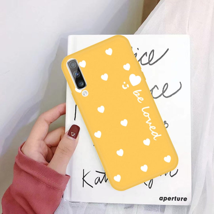 For Galaxy A50 Smiling Love Heart Pattern Frosted TPU Protective Case