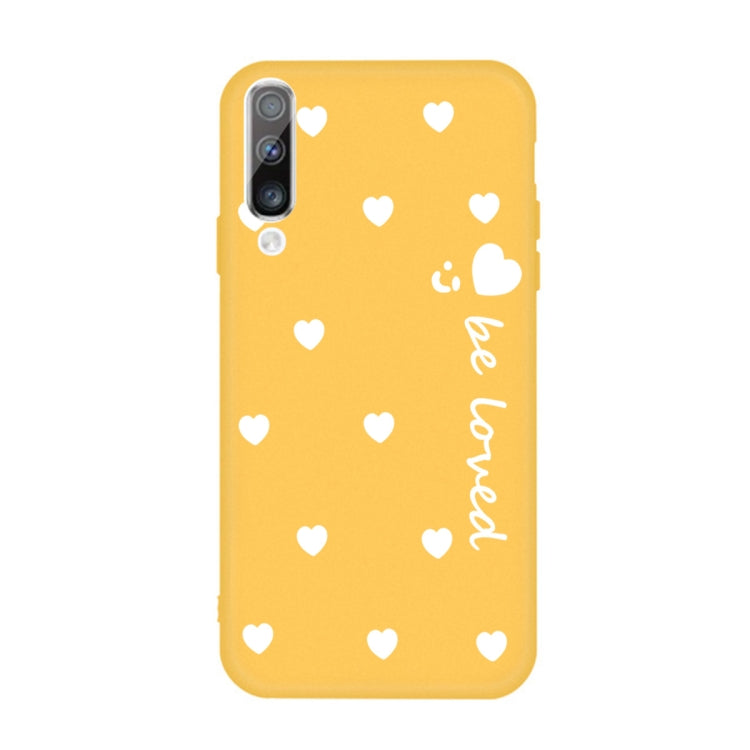 For Galaxy A50 Smiling Love Heart Pattern Frosted TPU Protective Case